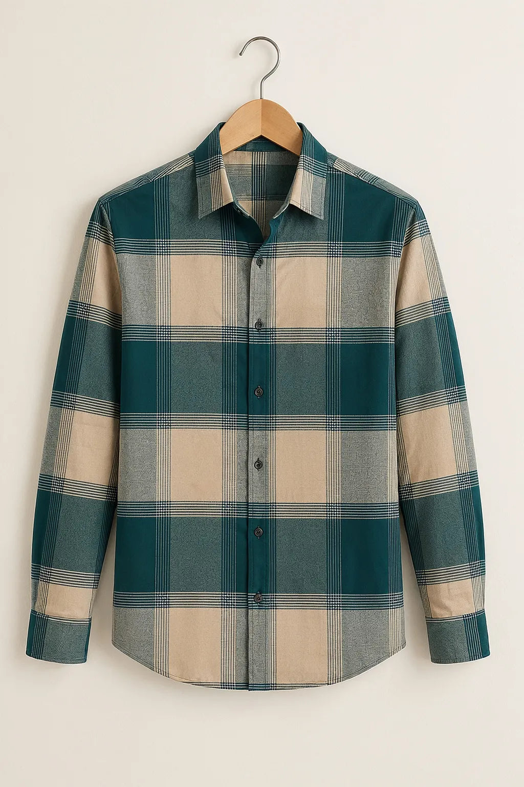 Men's Teal Plaid Check Shirt
