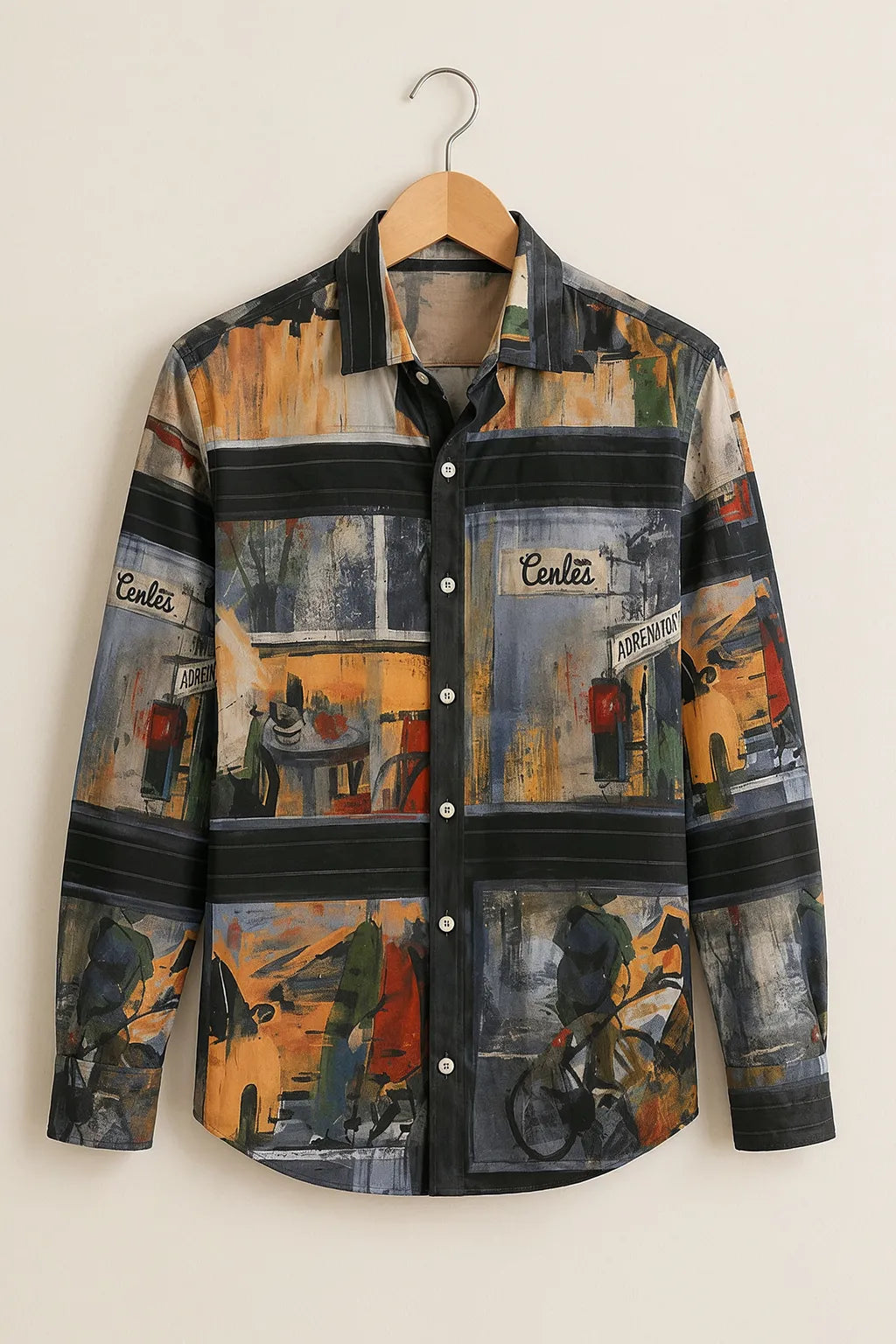 Men's Vintage Urban Art Print Shirt