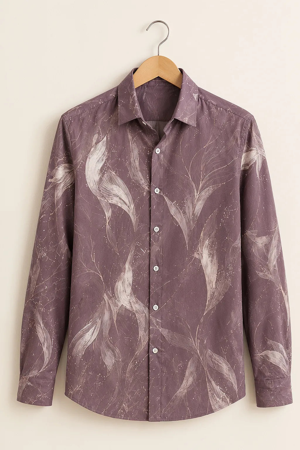 Men's Minimalist Leaf Print Shirt