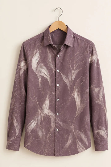 Men's Minimalist Leaf Print Shirt