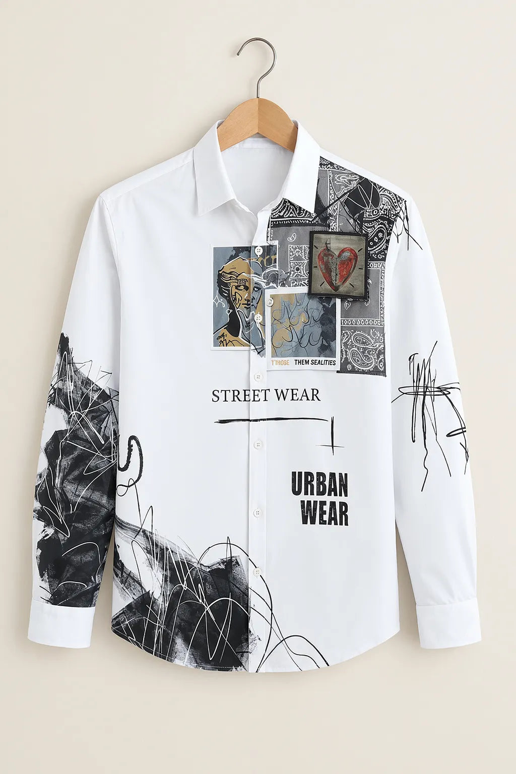Men's Urban Sketch Graphic Print Shirt