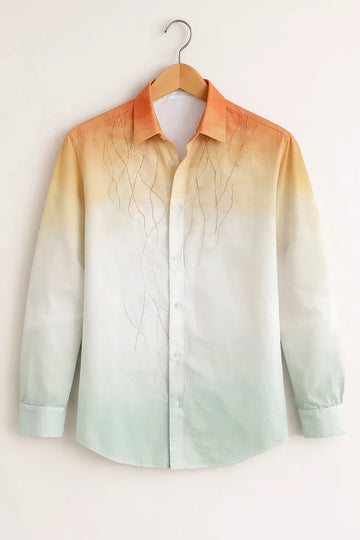 Men’s Ombre Gradient Embroidered Printed Shirt