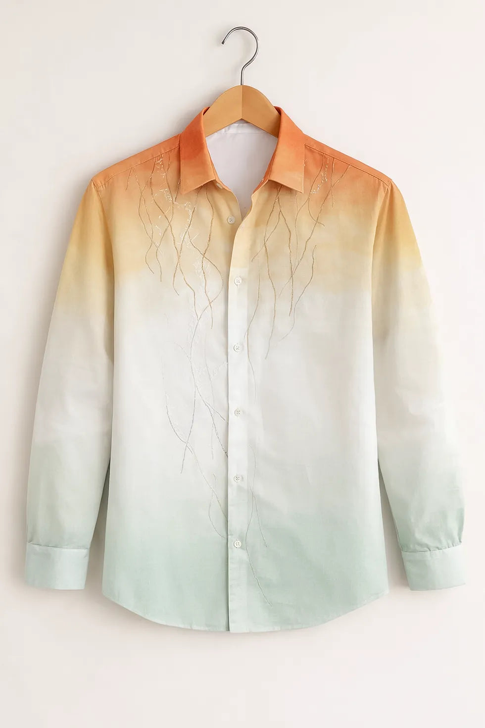 Men’s Ombre Gradient Embroidered Printed Shirt