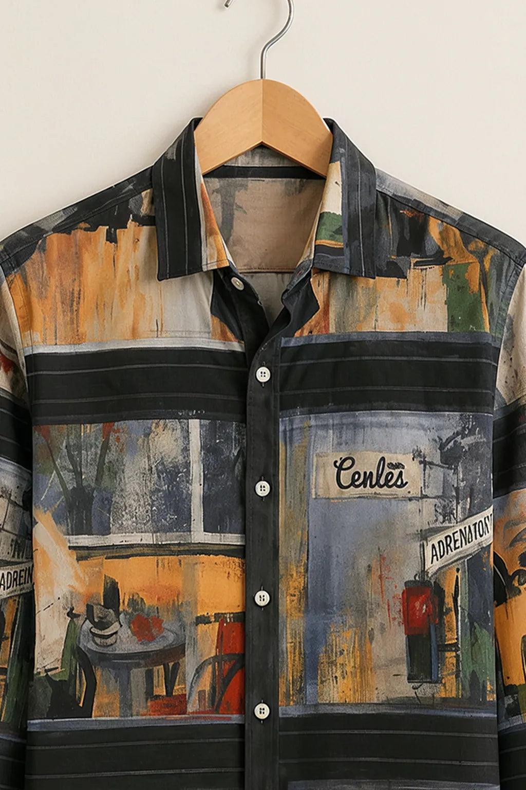 Men's Vintage Urban Art Print Shirt