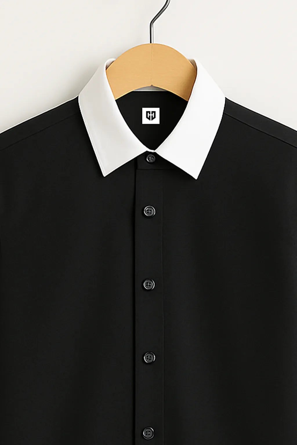 Duckberry's Signature Black With White Collar Camp Collar Design with Crisp Stitching and Polished Look Shirt