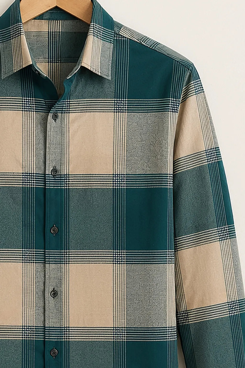 Men's Teal Plaid Check Shirt