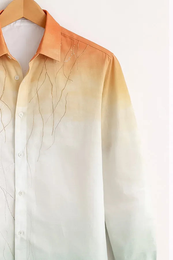 Men’s Ombre Gradient Embroidered Printed Shirt