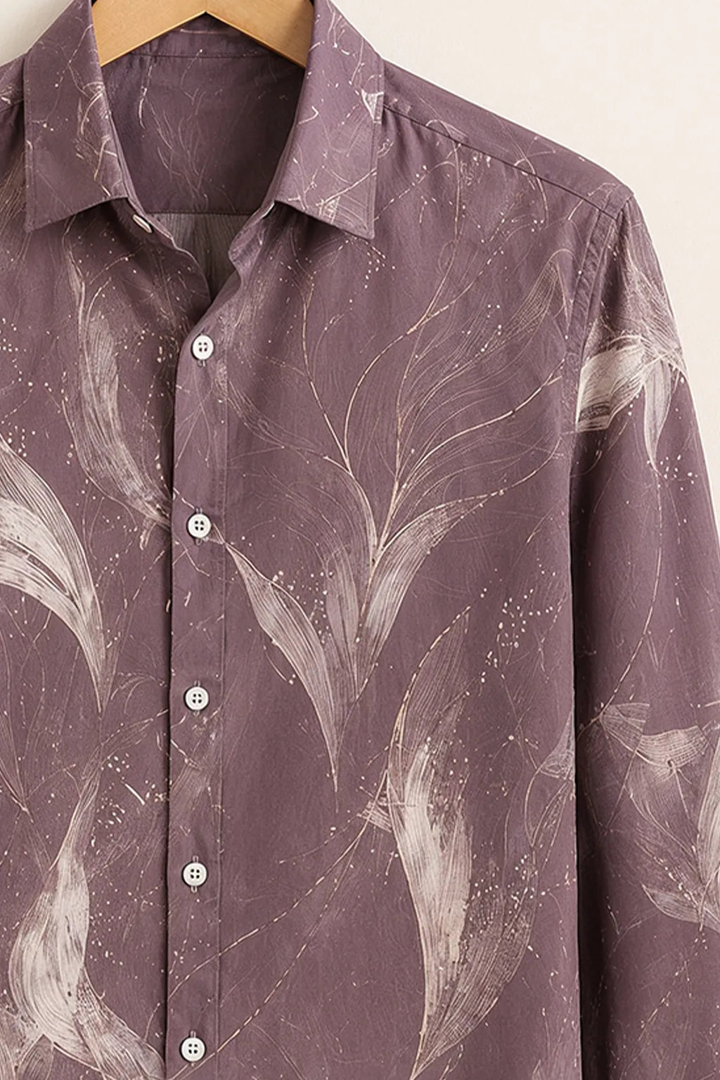 Men's Minimalist Leaf Print Shirt